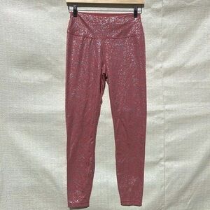 Sweaty Betty Women’s Pink Goddess Silver Foil Leggings Size Small
